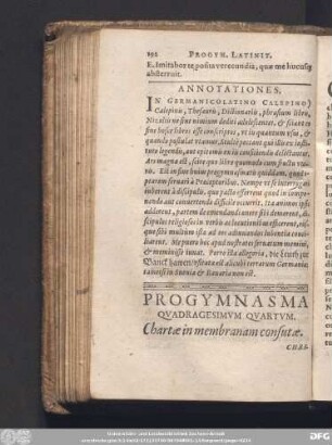 Progymnasma Quadragesimum Quartum. Chartae in membranam consutae. Christophorus, Hugo.