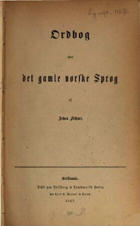 Ordbog over det gamle norske Sprog