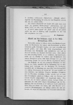 Streit um den Leichnam eines in der Bille Ertrunkenen 1771.