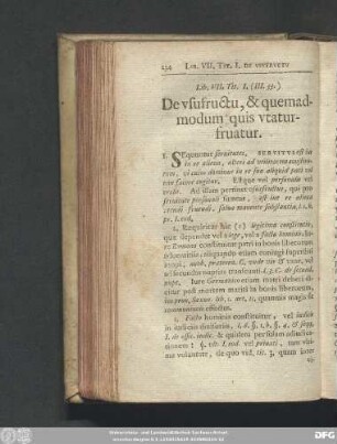 Tit. I. (III. 33.) De usufructu, & quemadmodum quis utaturfruatur.
