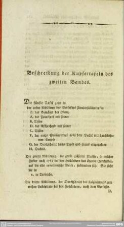 Beschreibung der Kupfertafeln des zweiten Bandes