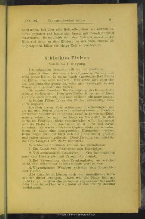 Schlechtes Fixiren