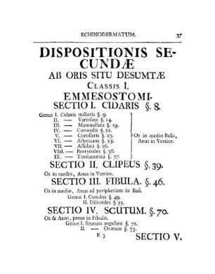 Dispositionis Secundae. Classis I.