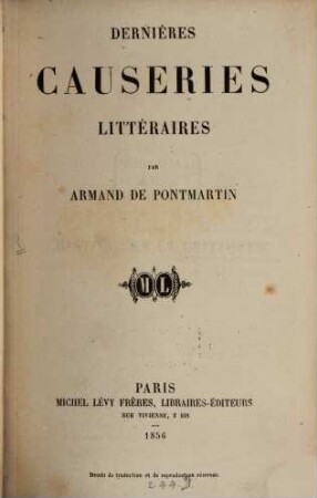 Derrières causeries littéraires