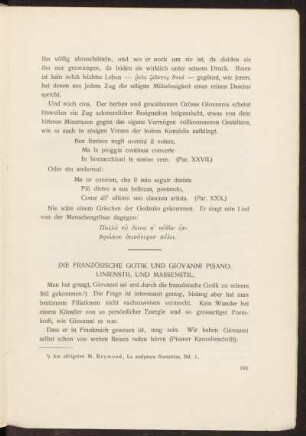Die französische Gotik und Giovanni Pisano. Linienstil und Massenstil.