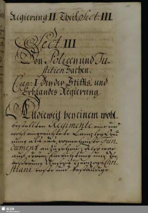 II. Theil, Sect. III. Von Policen und Justitien Sachen.