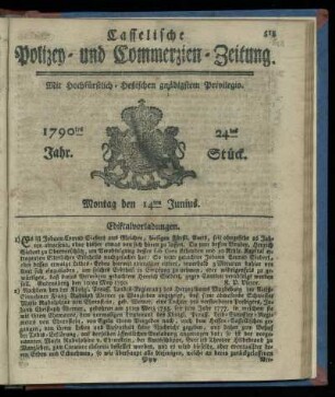 24tes Stueck, Montag den 14ten Junius. 1790