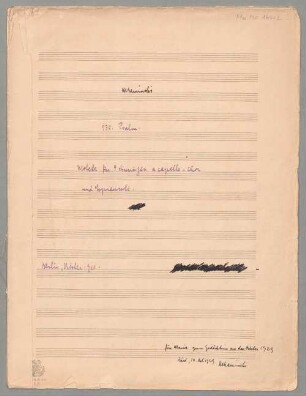 Psalms, S, Coro, op.1a, es-Moll - BSB Mus.ms. 14402 : HKaminski // 130 Psalm // Motette für 4 stimmigen a capella-Chor [sic] und Sopransolo