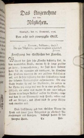 Das acht und zwanzigste Stück. Montags, den 12. Heumonat 1756.