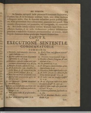 Caput X. De Executione sententiæ condemnatoriæ.