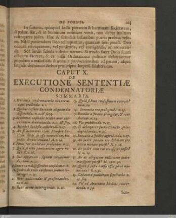Caput X. De Executione sententiæ condemnatoriæ.