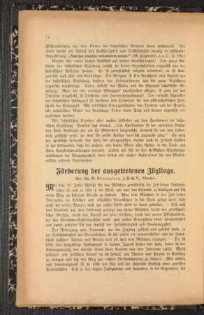 Förderung der ausgetretenen Zöglinge