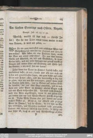 Am fünften Sonntage nach Ostern, Rogate.