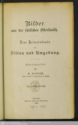 Bilder aus der südlichen Oberlausitz : eine Heimatkunde von Zittau und Umgebung