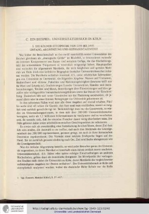 I. Die Kölner Stichprobe von 1395 bis 1495: Umfang, Abgrenzung und Repräsentativität