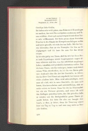 An die Gräfin Schimmelmann Wandsbeck, den 7. November 1800