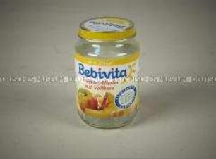 Bebivita "Früchte-Allerlei mit Vollkorn", Schraubglas, ohne Inhalt