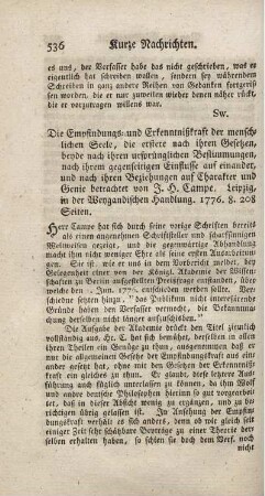 Die Empfindungs- und Erkenntnißkraft der menschlichen Seele.