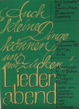 Liederabend "Auch kleine Dinge können uns entzücken", am 19.11.1987