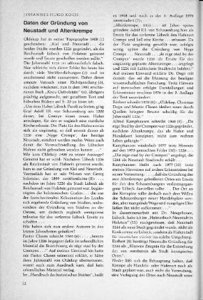 Daten der Gründung von Neustadt und Altenkrempe
