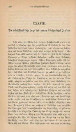 622-631 Die wirtschaftliche Lage des neuen Königreiches Italien