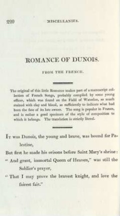Romance of Dunois. From the French
