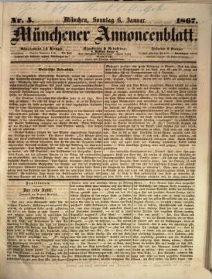 Münchener Annoncenblatt. 1867, 1/9