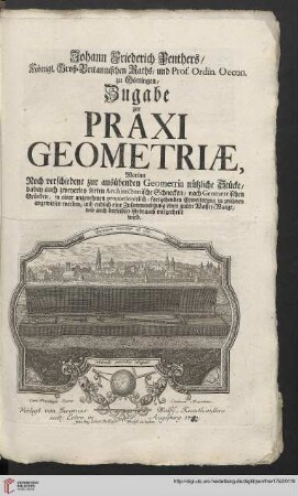 Titelblatt: Zugabe zur Praxi Geometirae