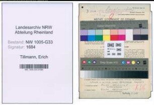 Entnazifizierung Erich Tillmann , geb. 23.06.1907 (Studienrat)