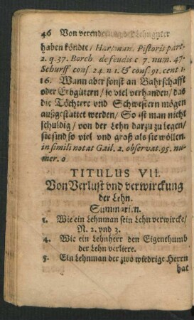 Titulus VII. Von Verlust und verwirckung der Lehn.