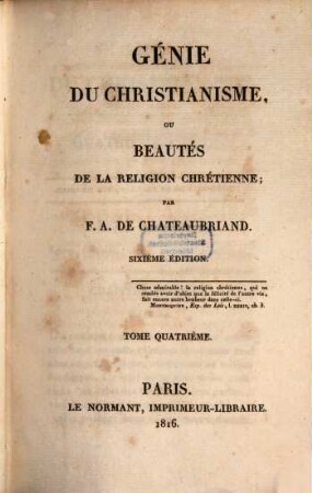 Génie du christianisme, ou beautés de la religion chrétienne, 4