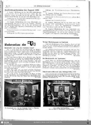 Reichssteuertermine im August 1939