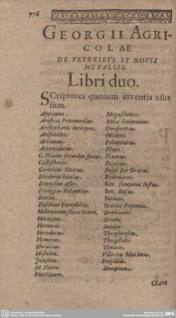 Scriptores quorum inentis usus sum.