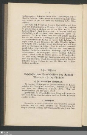 Erster Abschnitt. Geschichte des Grundbesitzes der Familie Mammen (Ortsgeschichte)