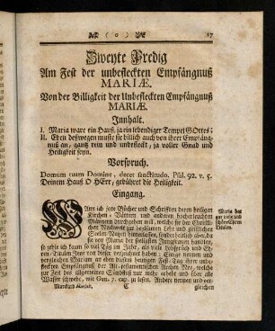 17-19, Innhalt; Vorspruch; Eingang