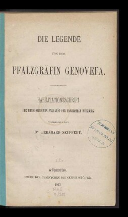 Die Legende von der Pfalzgräfin Genovefa