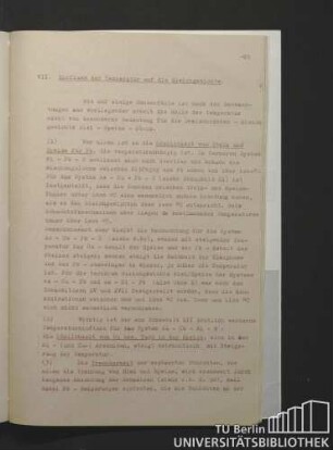 VII. Einfluss der Temperatur auf die Gleichgewichte.