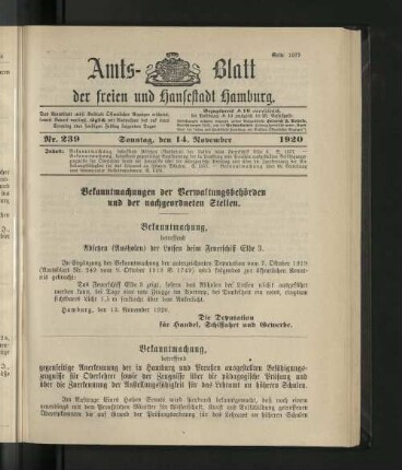 No. 239, 14. November 1920