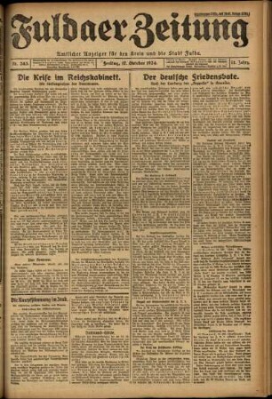 Erste Ausgabe vom Freitag, den 17. Oktober 1924.