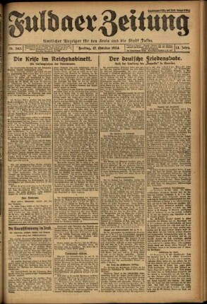 Erste Ausgabe vom Freitag, den 17. Oktober 1924.
