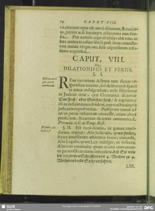 Caput. VIII. De Dilationibus Et Feriis