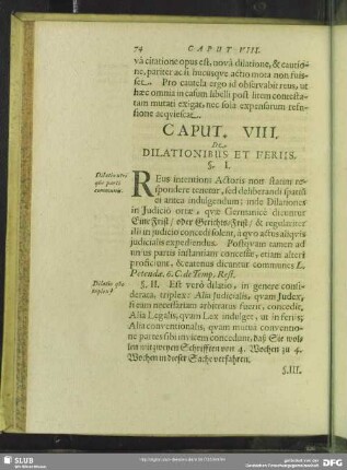 Caput. VIII. De Dilationibus Et Feriis