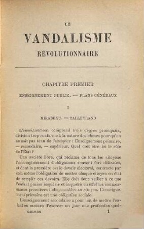 Le Vandalisme révolutionnaire Fondations littéraires, scientifiques & artistiques de la convention : Par Charles Bigot