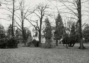 Medingen, Schloss : Medingen (Kreis Kamenz), Schloss um 1895, Schlosspark mit kleiner Röderbrücke