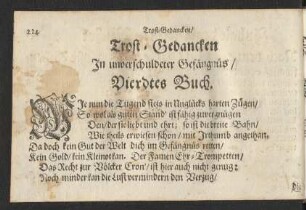 Trost-Gedancken In unverschuldeter Gefängnüs/ Vierdtes Buch.