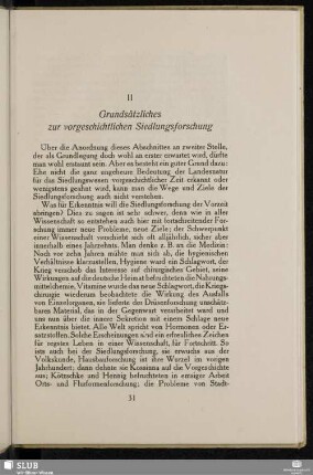 II Grundsätzliches zur vorgeschichtlichen Siedlungsforschung