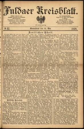Erste Ausgabe vom Samstag, den 14. Mai 1898.