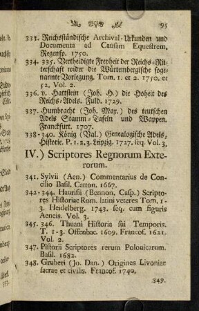 95-100, IV.) Scriptores Regnorum Exterorum. - V.) Scriptores juris publici...