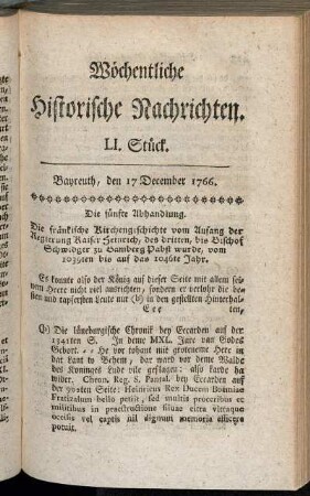 LI. Stück. Bayreuth, den 17. December 1766.