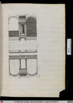 Oben: Porticho della scala del Palazzo. B. Unten, vertikal gedreht: Alsato della Loggia del Palazzo. B.